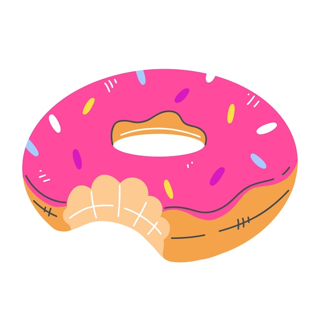 Lindo donut de círculo de natación en estilo plano de dibujos animados aislado en fondo blanco Ilustración vectorial
