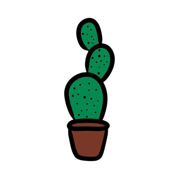 Lindo doodle estilo kawaii cactus vector ilustración aislada