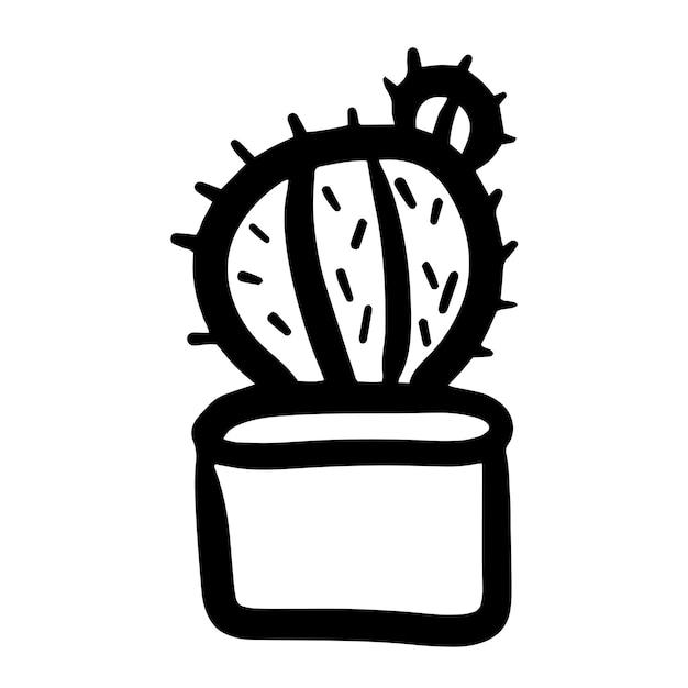 Lindo doodle estilo kawaii cactus vector ilustración aislada