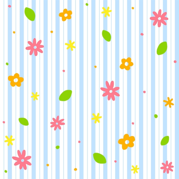 Lindo doodle flor floral ditsy hoja corazón confeti color azul raya cuadros scott patrón sin costuras