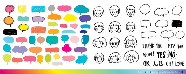Lindo Doodle Habla burbujas y caras