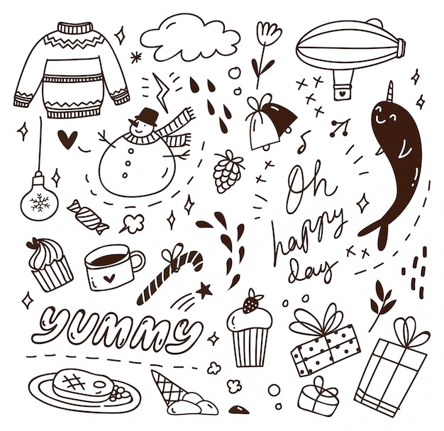 lindo doodle con mezcla de varios objetos
