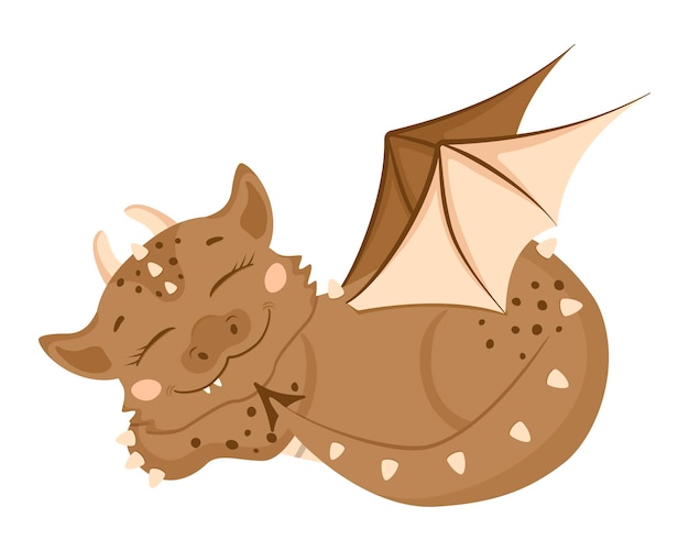 Lindo dragón en estilo de dibujos animados Un monstruo de cuento de hadas dormido