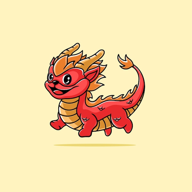 Vector lindo dragón rojo año nuevo chino