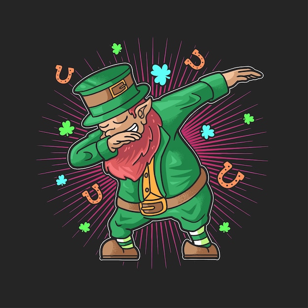 Vector lindo duende frotando el día de san patricio