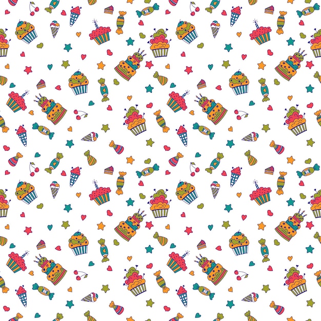 Lindo y dulce patrón sin costuras Fondo de cumpleaños