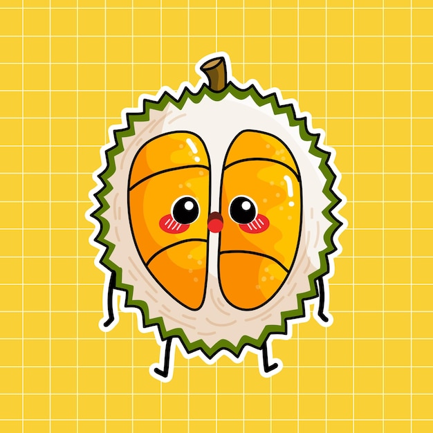 Lindo, durian, vector, ilustración