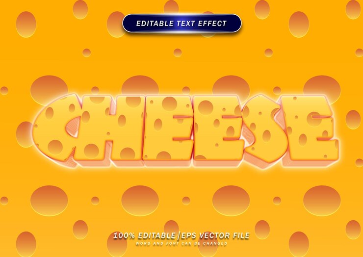Vector lindo efecto editable de texto de queso