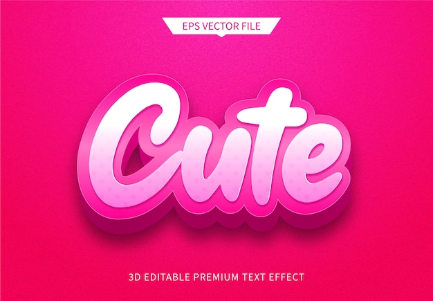 Lindo efecto de estilo de texto editable 3d rosa vector premium