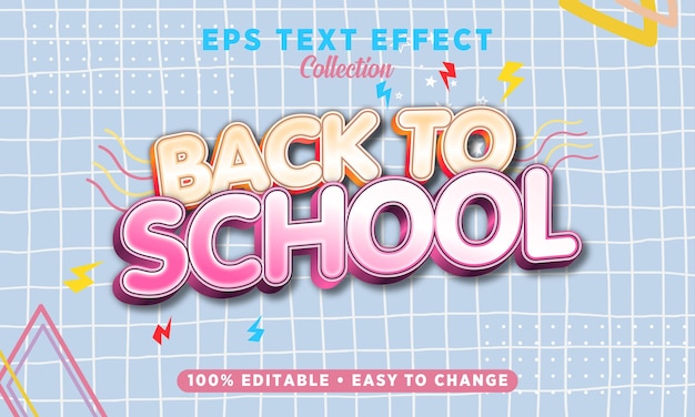 Lindo efecto de texto eps de regreso a la escuela