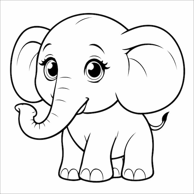 Lindo elefante para colorear para niños pequeños