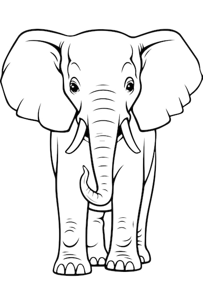 Vector lindo elefante para colorear página para niños y adultos