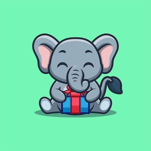 Vector lindo elefante de dibujos animados