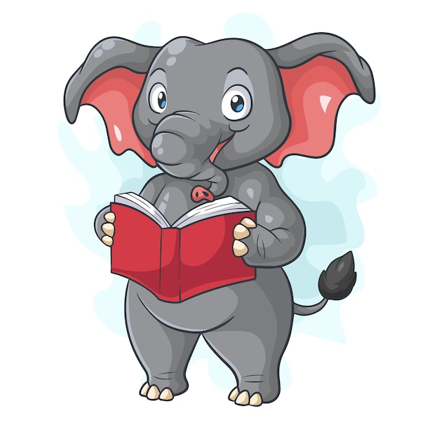 lindo elefante está leyendo un libro