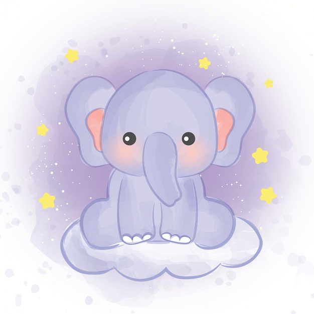 Lindo elefante en estilo de color de agua.