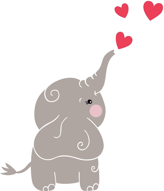 Lindo elefante gris con corazones