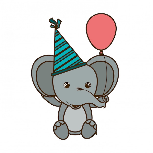 Lindo elefante con helio globo