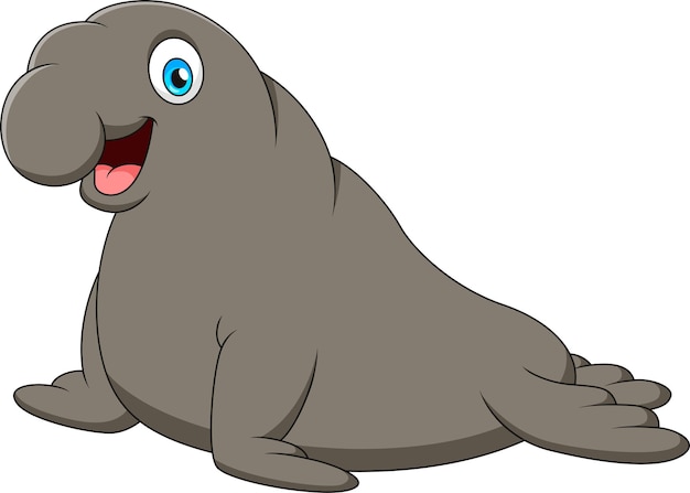 Lindo elefante marino mascota de dibujos animados lindo animal mascota de dibujos animados