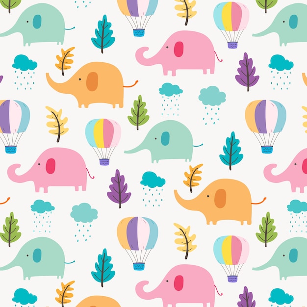 Vector lindo elefante patrón de fondo para los niños.