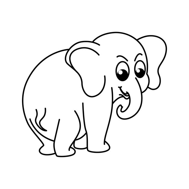 Lindo elefante personajes de dibujos animados vector ilustración para niños libro para colorear