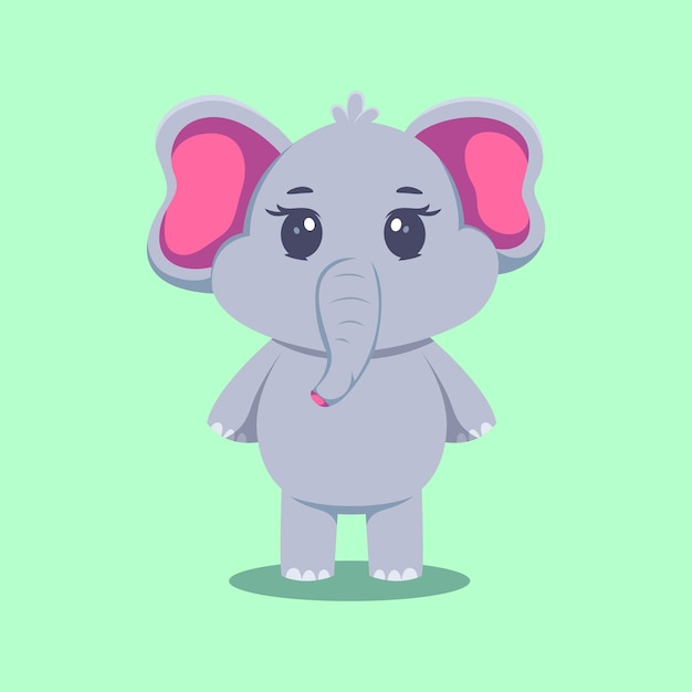 Vector lindo elefante de pie ilustración vectorial de dibujos animados