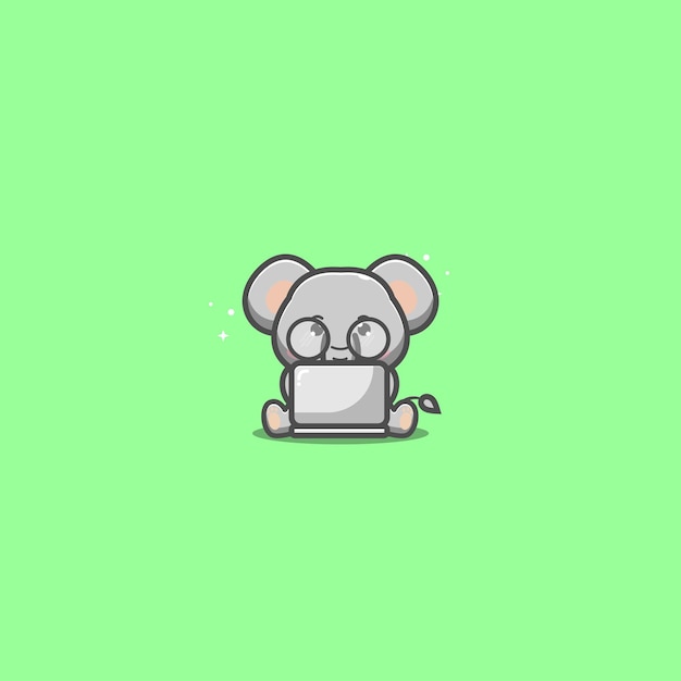 Lindo elefante usando laptop