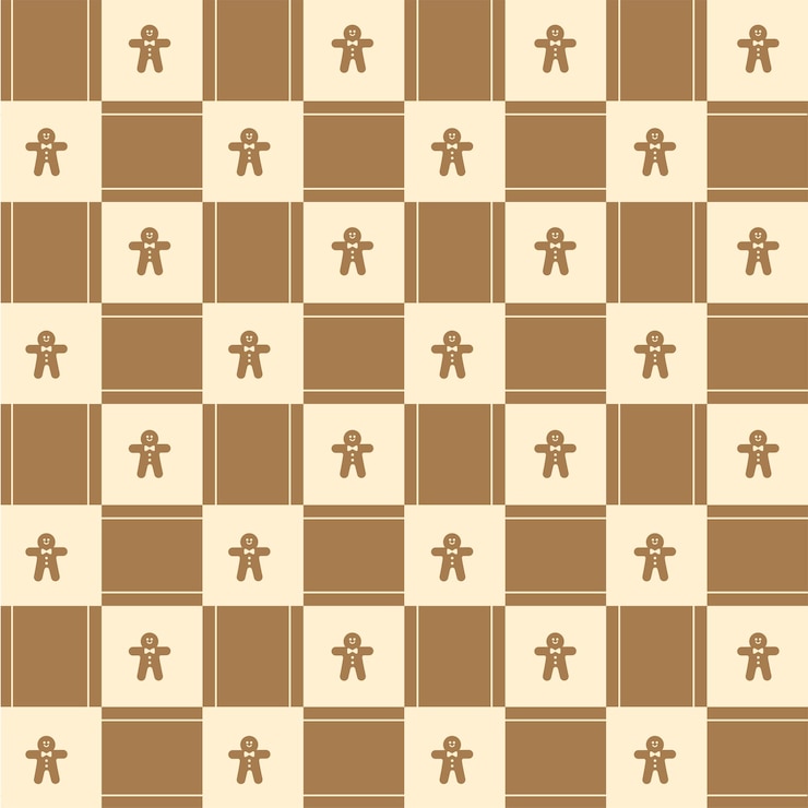 Vector lindo elemento de hombre de pan de jengibre de navidad marrón beige línea check checked checked gingham pattern