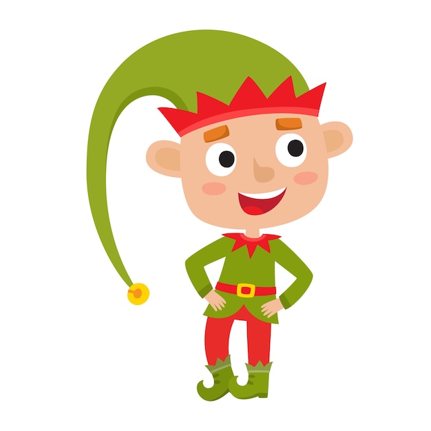 Lindo elfo de niño de Navidad sonriendo