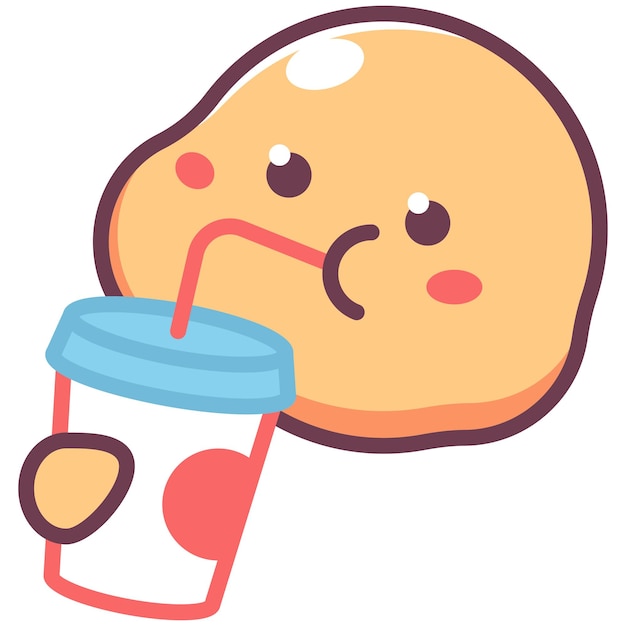 Lindo emoticon bebida de agua gaseosa signo de dibujos animados vectorial aislado en un fondo blanco