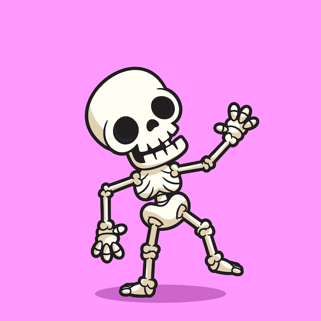 Lindo esqueleto bailando vector de dibujos animados Ilustración