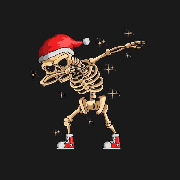 lindo esqueleto navidad dabbing danza ilustración gráfica