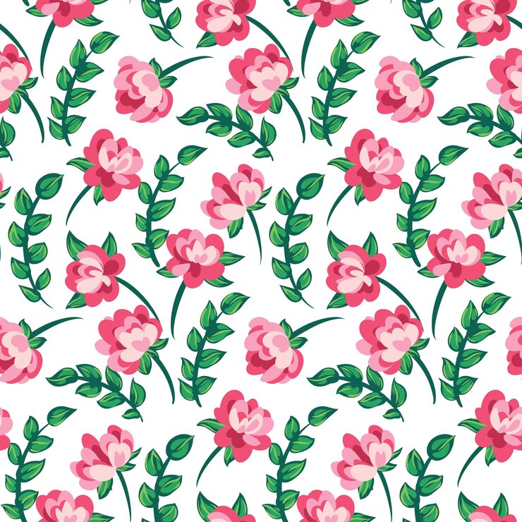 Un lindo estampado floral con un diseño simple de pequeñas ramitas de hojas de flores rosadas en un campo de luz Fondo botánico romántico de patrones sin fisuras con plantas pintadas Ilustración vectorial