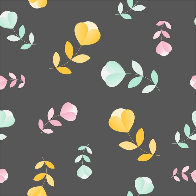 Lindo estampado o patrón con colores primaverales sobre un fondo oscuro