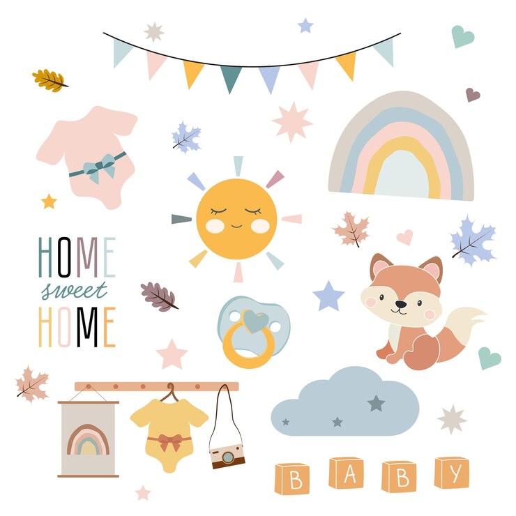 Vector lindo estilo boho para niños. ilustración vectorial