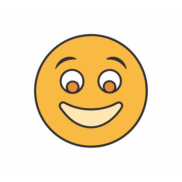 Lindo estilo de dibujos animados Emoji Mascota con ojos lindos y boca expresiva
