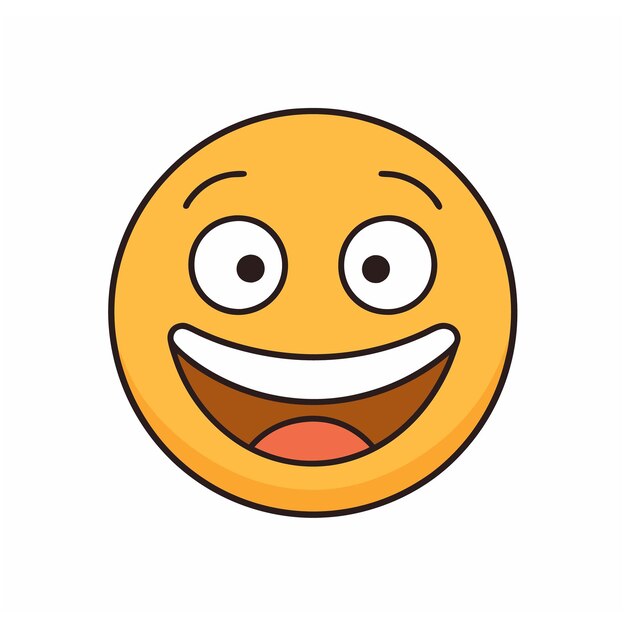 Lindo estilo de dibujos animados Emoji Mascota con ojos lindos y boca expresiva