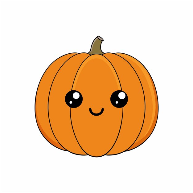 Lindo estilo de dibujos animados Feliz mascota de calabaza de Halloween con ojos lindos y boca expresiva