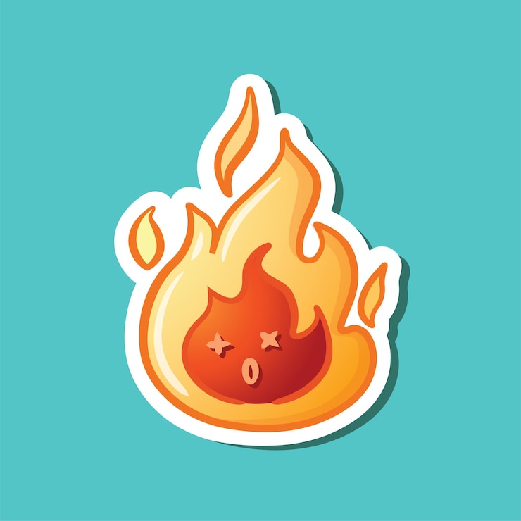 Vector lindo estilo de dibujos animados de ilustración de vector de fuego