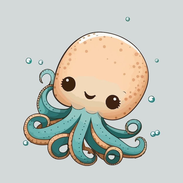 Lindo estilo de dibujos animados de pulpo