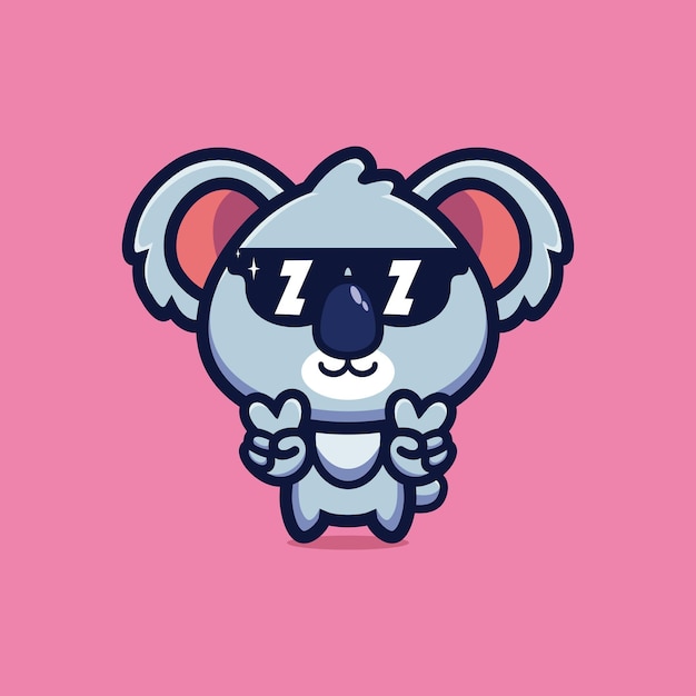 Vector lindo estilo fresco koala con gafas