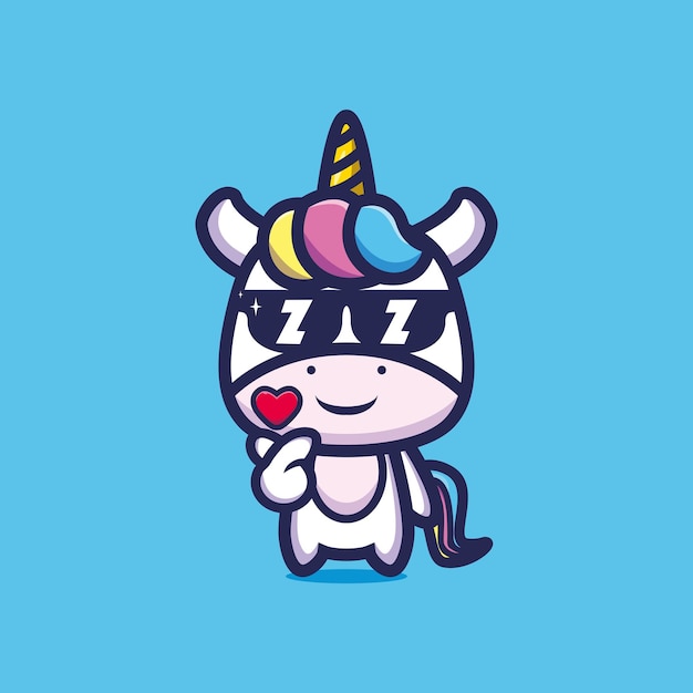 Vector lindo estilo fresco unicornio con gafas