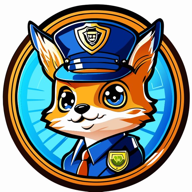 Vector lindo estilo de logotipo de policía ardilla enmarcado dentro de una ilustración vectorial de círculo perfecto