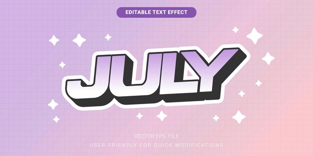 Lindo estilo de texto de julio con una suave mezcla de gradientes pastel