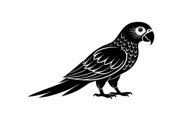 un lindo estilo vectorial de silueta de loro con fondo blanco