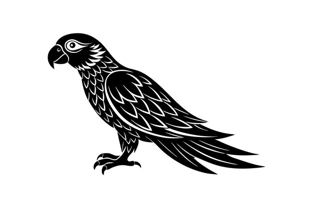 un lindo estilo vectorial de silueta de loro con fondo blanco