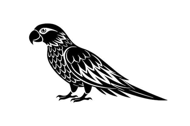 un lindo estilo vectorial de silueta de loro con fondo blanco