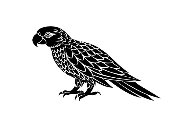 un lindo estilo vectorial de silueta de loro con fondo blanco