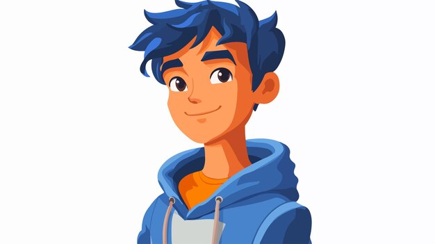 El lindo estudiante de dibujos animados en azul y naranja Avatar