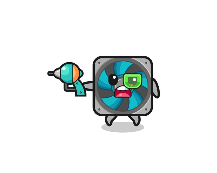 Vector lindo fanático de la computadora con un diseño lindo de pistola futura