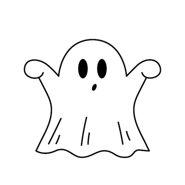 Lindo fantasma aterrador personaje de Halloween dibujado a mano en estilo sketch doodle Ilustración vectorial